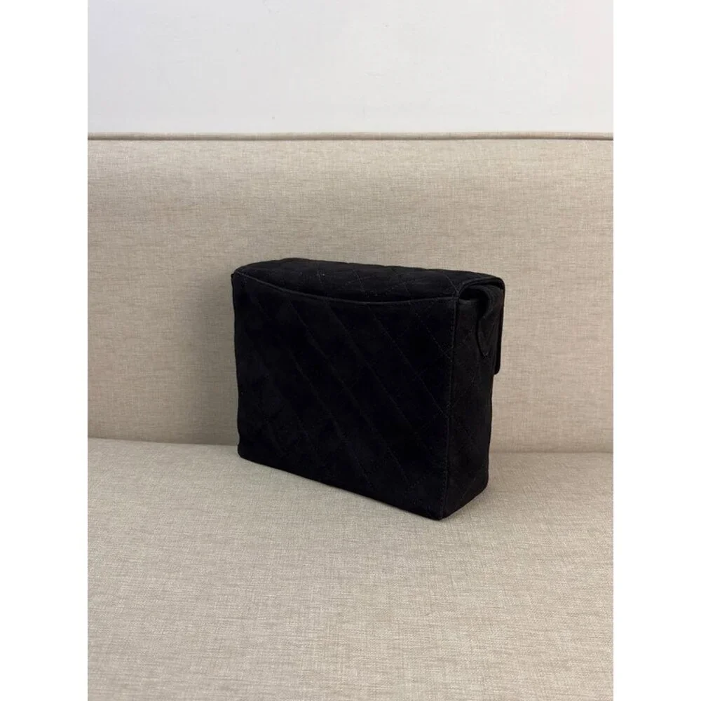 CHANEL Black Suede Vintage Vanity Shoulder Bag 24K GHW